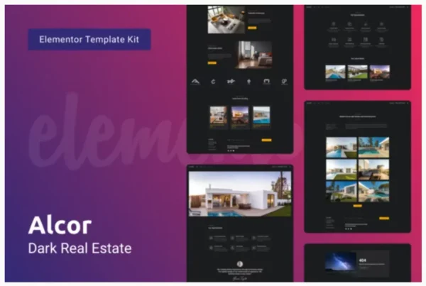 Alcor — Dark Real Estate Elementor Template Kit