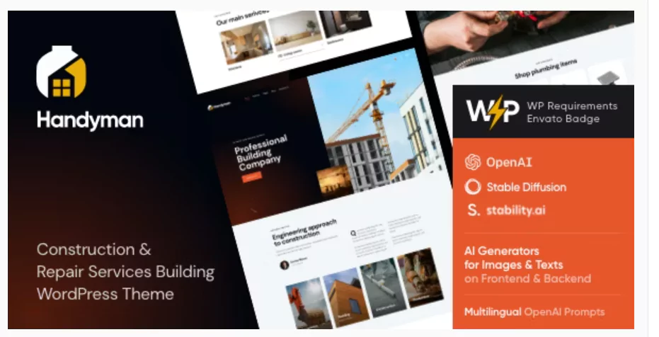 Handyman Construction and Repair Services Building WordPress Theme