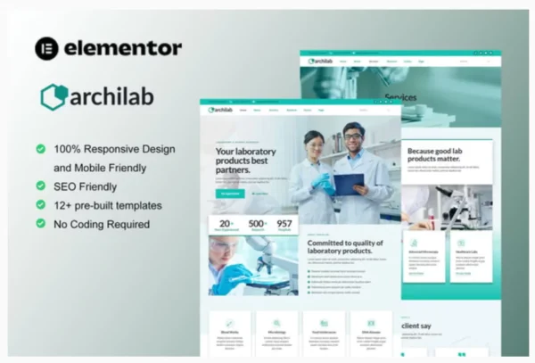 ArchiLab - Research & Laboratory Elementor Pro Template Kit
