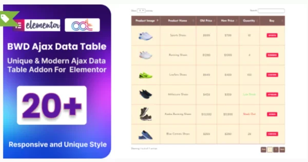 BWD Ajax Data Table Addon For Elementor