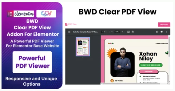 BWD Clear PDF View Addon For Elementor