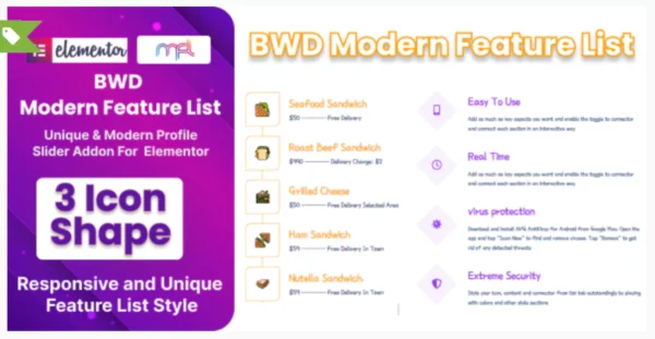 BWD Modern Feature List Addon For Elementor