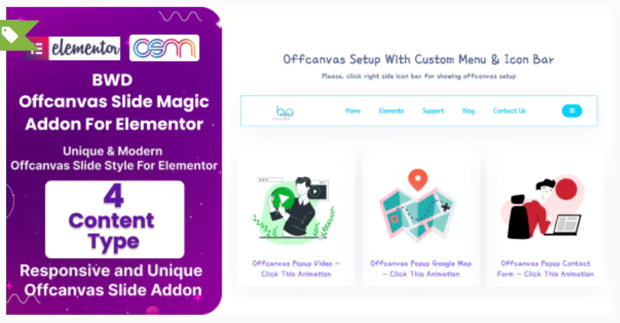 BWD Offcanvas Slide Magic Addon For Elementor