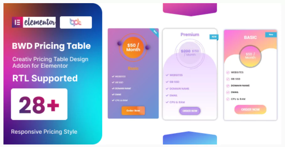 BWD Pricing Table addon for elementor