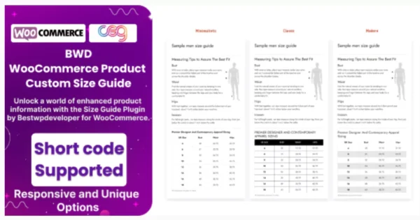 BWD Product Custom Size Guide For WooCommerce