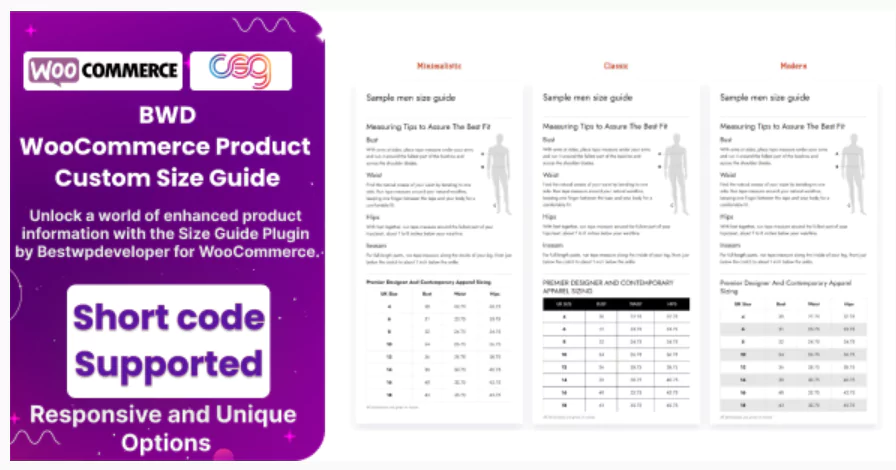 BWD Product Custom Size Guide For WooCommerce