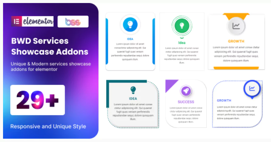 BWD services showcase addons for elementor