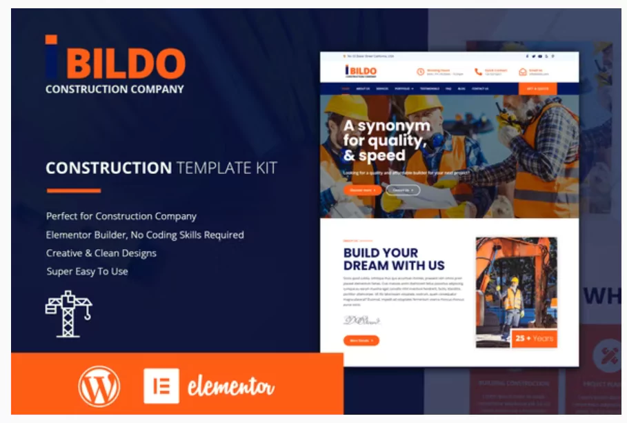 Bildo - Construction Elementor Template Kit