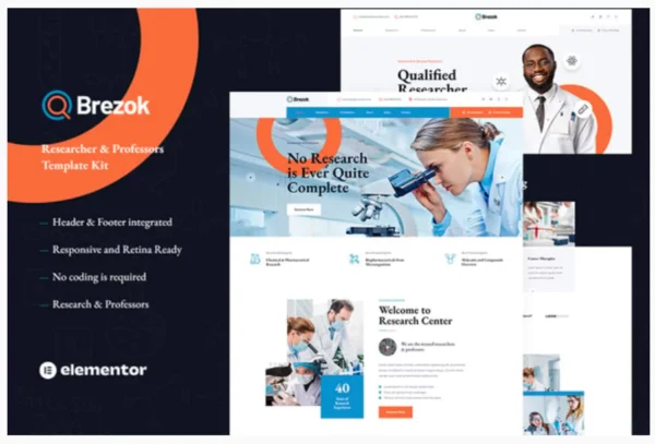 Brezok - Academic Research & STEM Elementor Template Kit
