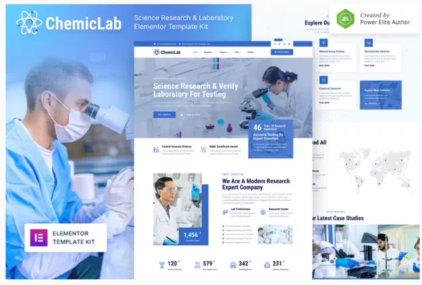 ChemicLab – Science Research & Laboratory Elementor Template Kit
