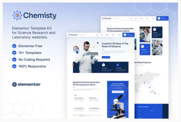 Chemisty – Science Research & Laboratory Elementor Template Kit