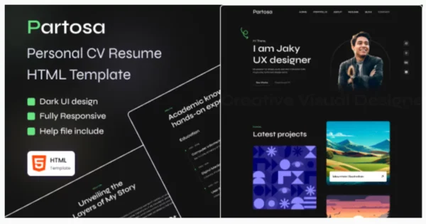 Partosa - Personal Resume and Portfolio Template