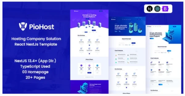 Piohost - Domain and Web Hosting React Nextjs Template