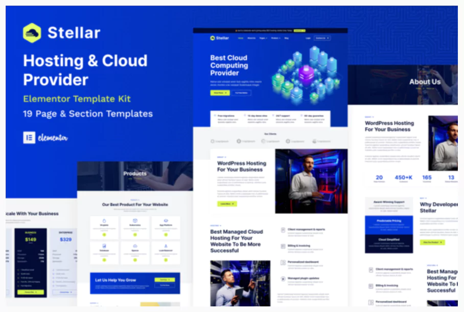 Stellar - Hosting & Cloud Provider WordPress Elementor Template Kit