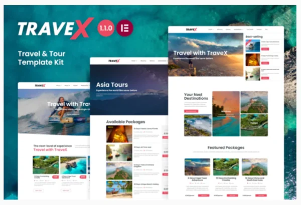 TraveX - Travel & Tour Agency Elementor Template Kit