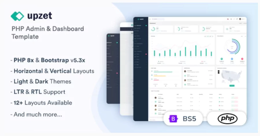 Upzet - PHP Admin & Dashboard Template