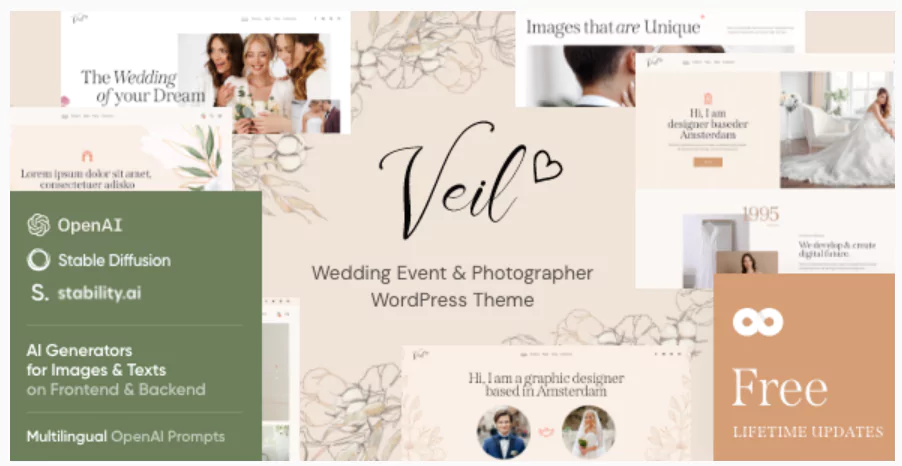 Veil - Wedding Event & Photographer WordPress Theme