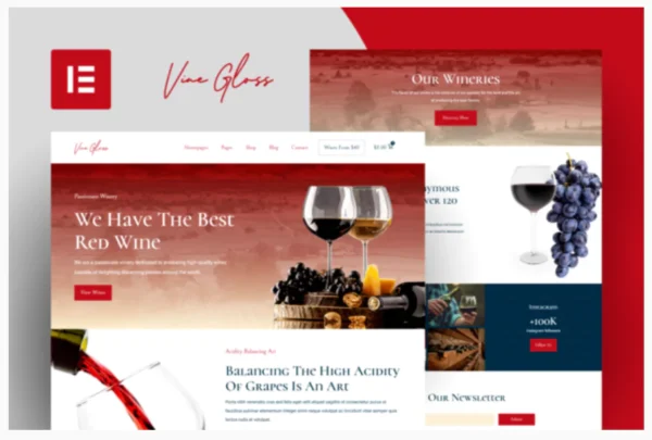 Vine Gloss - Wine Shop & Vineyard Elementor Template Kit