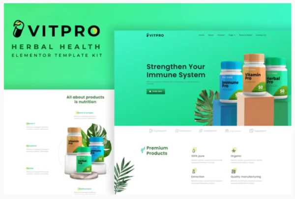 Vitpro - Herbal Health Elementor Template kit