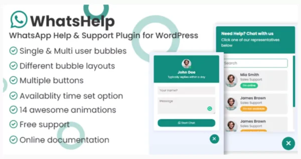 WhatsApp Chat Support Pro WordPress Plugin