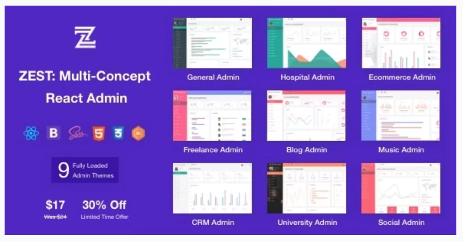 Zest Multi-Concept React Admin Template