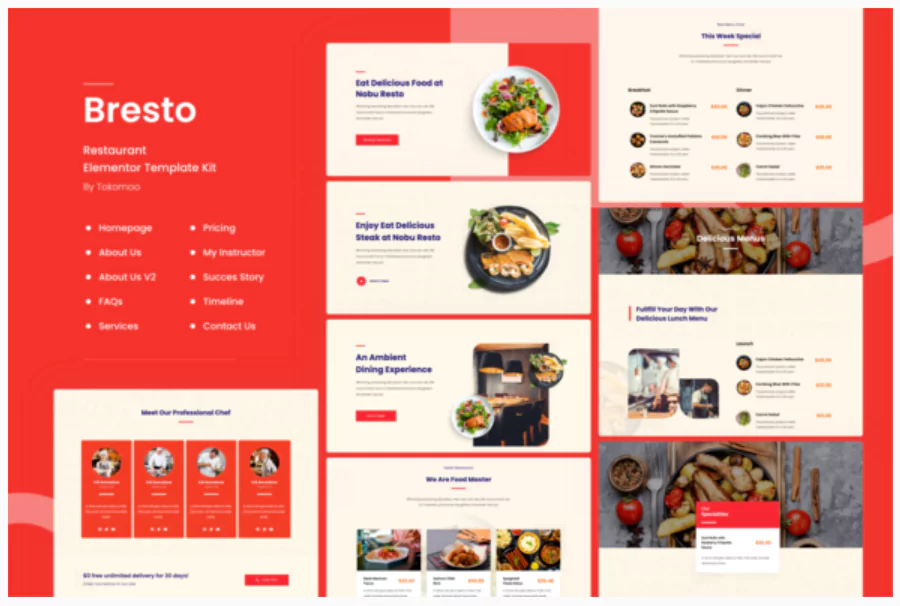 Bresto | Restaurant & Cafe Food Elementor Template Kit