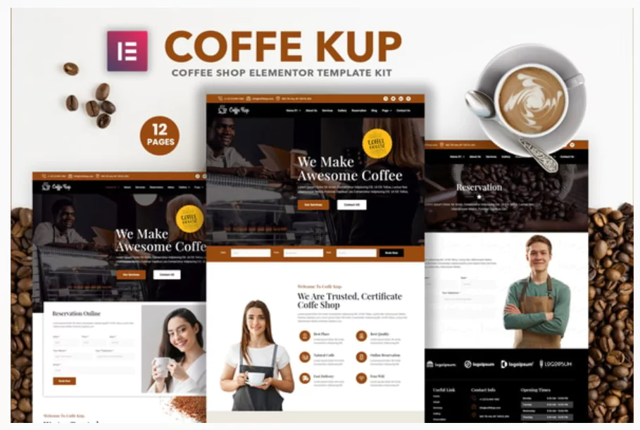 CoffeeKup – Cafe & Coffee Shop Elementor Template Kit