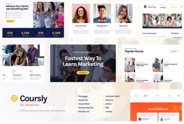 Coursly | Education & Offline Course Elementor Template Kit