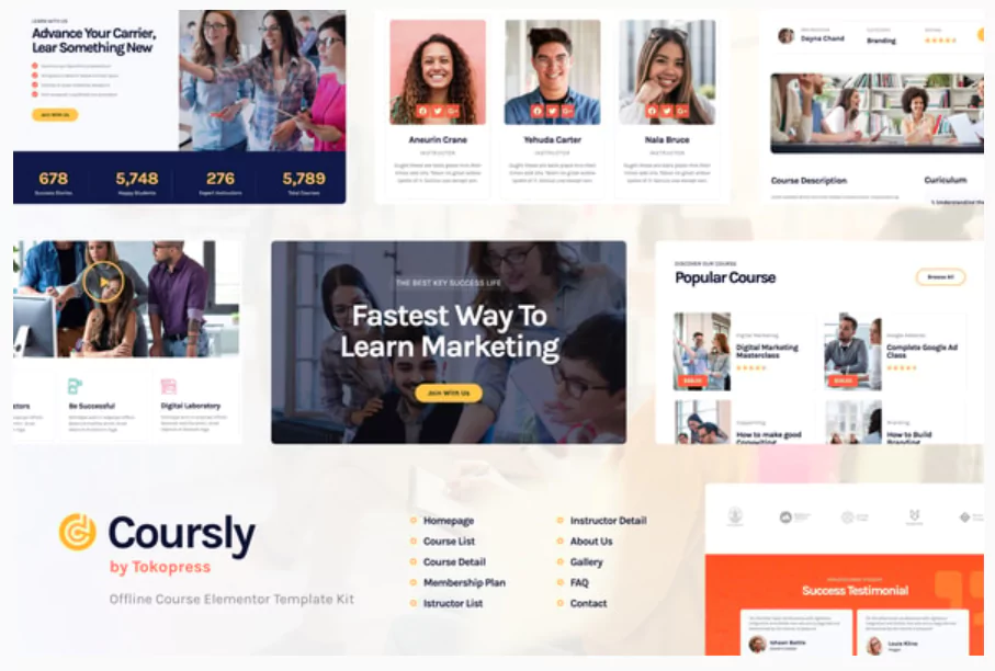 Coursly | Education & Offline Course Elementor Template Kit