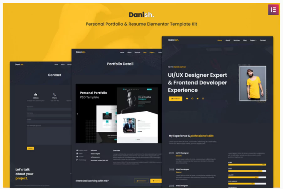 Danish - Personal Portfolio & Resume Elementor Template Kit