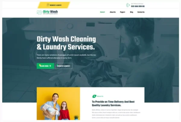 DirtyWash - Dry Cleaning & Laundry Service Elementor Template Kit