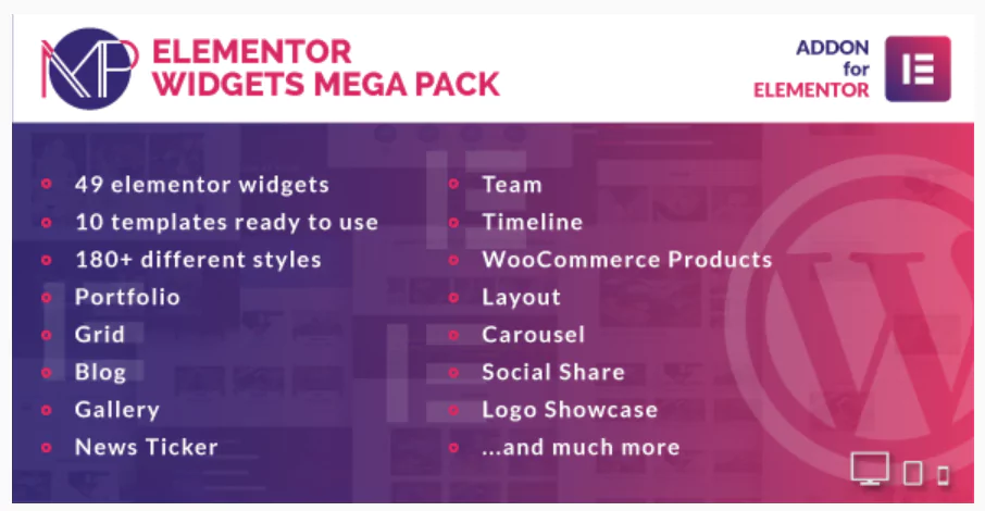 Elementor Widgets Mega Pack - Addons for Elementor Page Builder WordPress Plugin