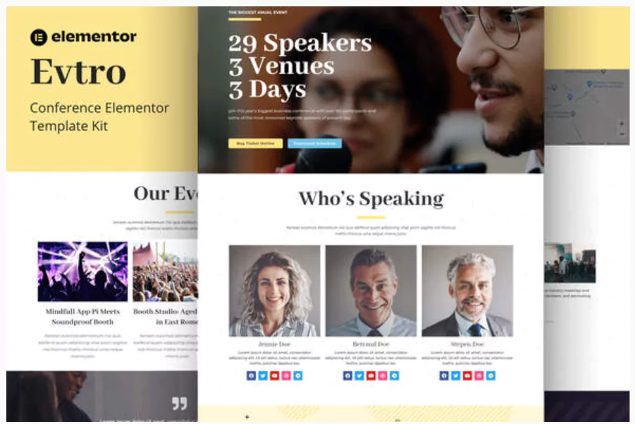 Evtro - Conference Event Elementor Template Kit