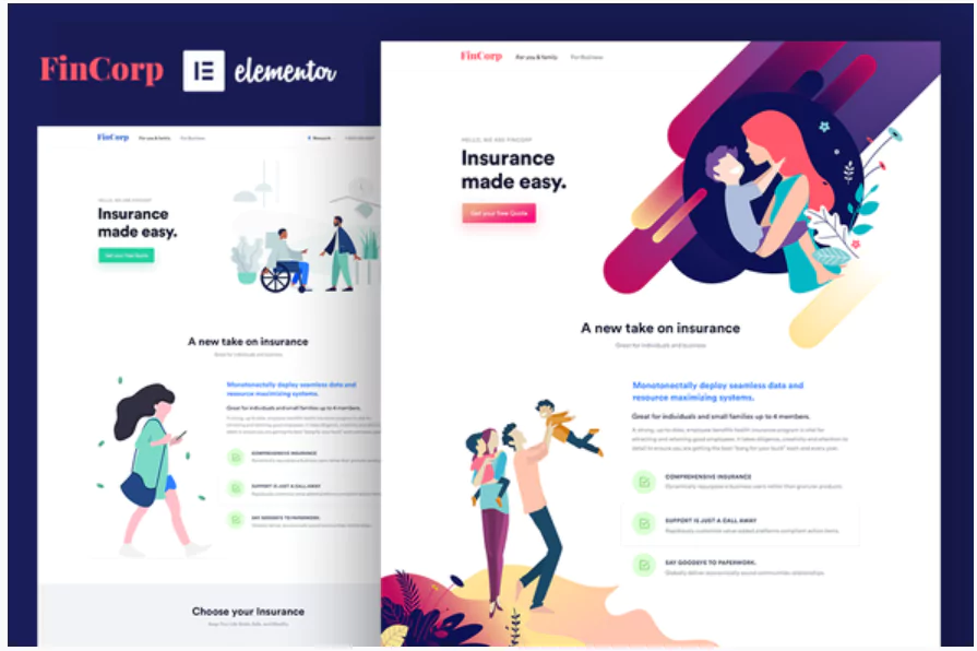 FinCorp - Insurance & Marketing Elementor Template Kit