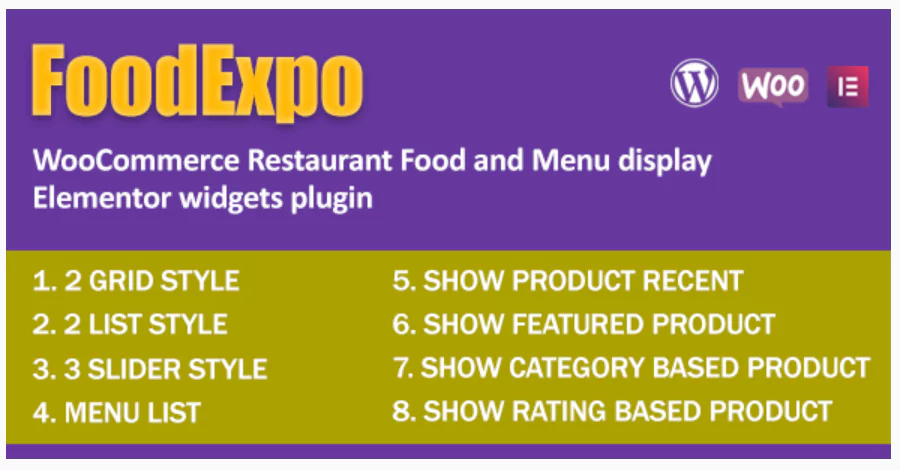 FoodExpo - WooCommerce Restaurant Food Menu display Elementor widgets plugin