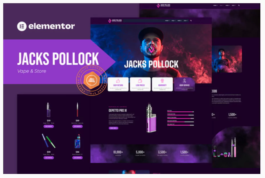 Jacks Pollock - Vape Elementor Template Kit