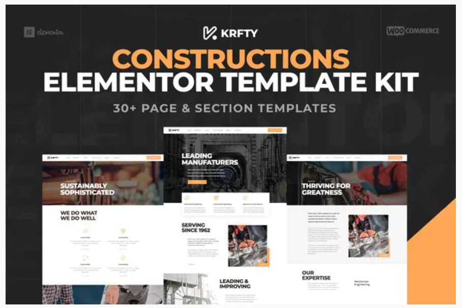 KRAFTY - Construction & Industry Elementor Template Kit