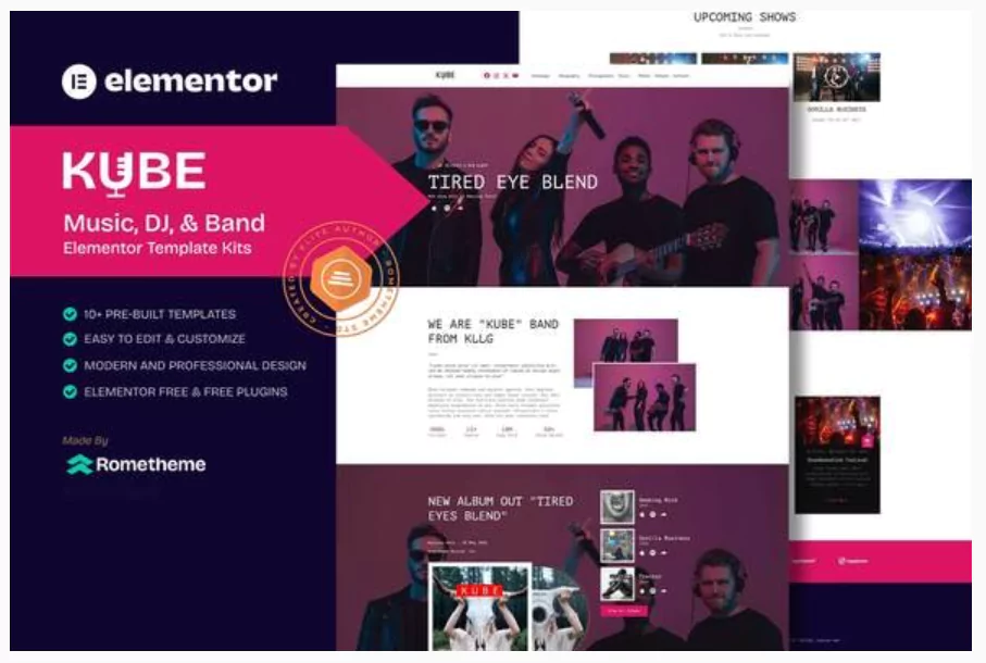 Kube - Music Elementor Template Kit