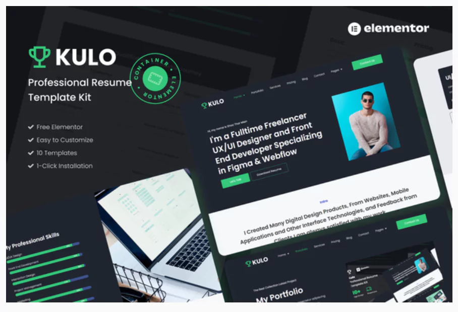 Kulo - Professional Resume Elementor Template Kit
