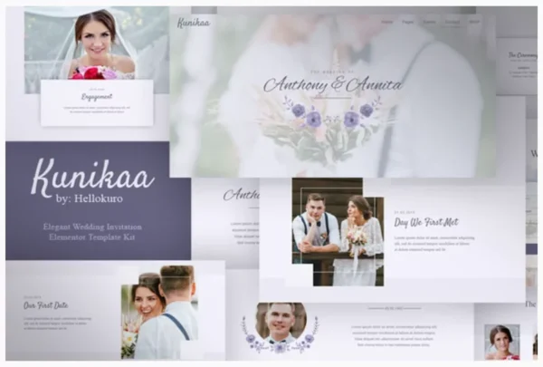 Kunikaa - Wedding Invitation Elementor Template Kit