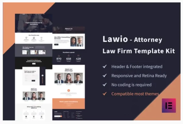 Lawio - Attorney Law Firm Elementor Template Kit
