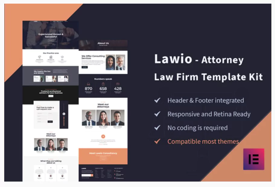 Lawio - Attorney Law Firm Elementor Template Kit
