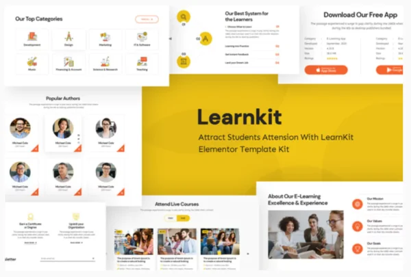 LearnKit - e-Learning Elementor Template Kit
