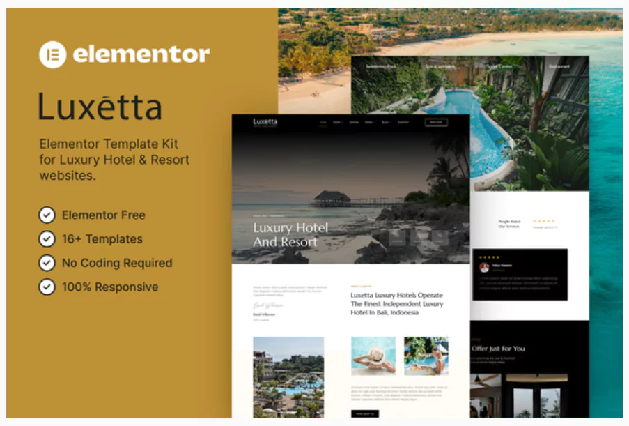 Luxetta – Luxury Hotel & Resort Elementor Template Kit