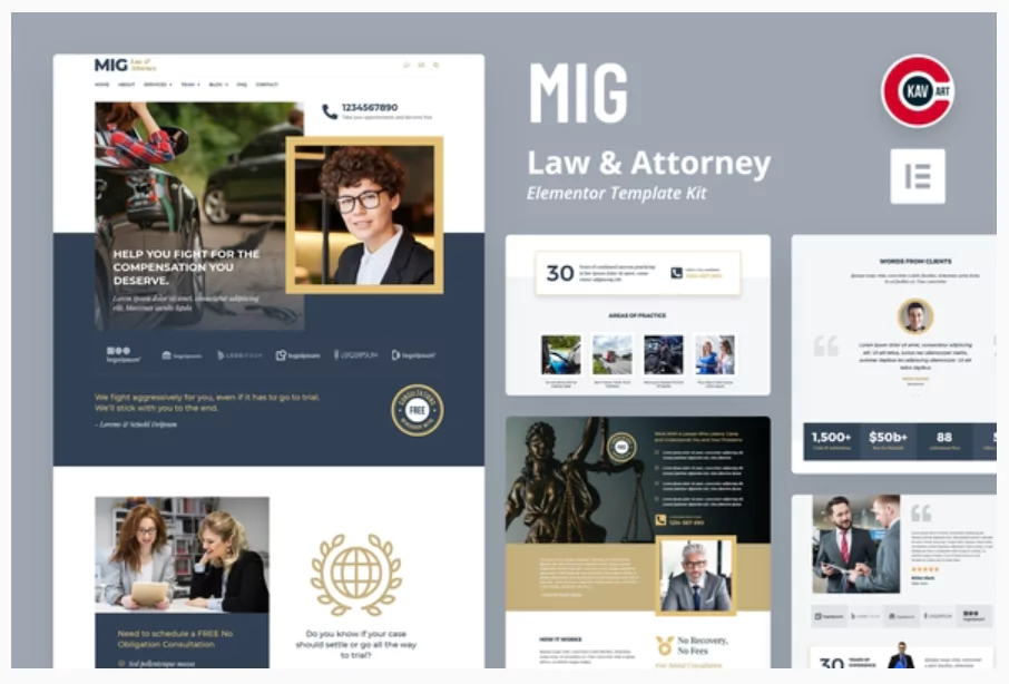 Mig - Law & Attorney Elementor Template Kit