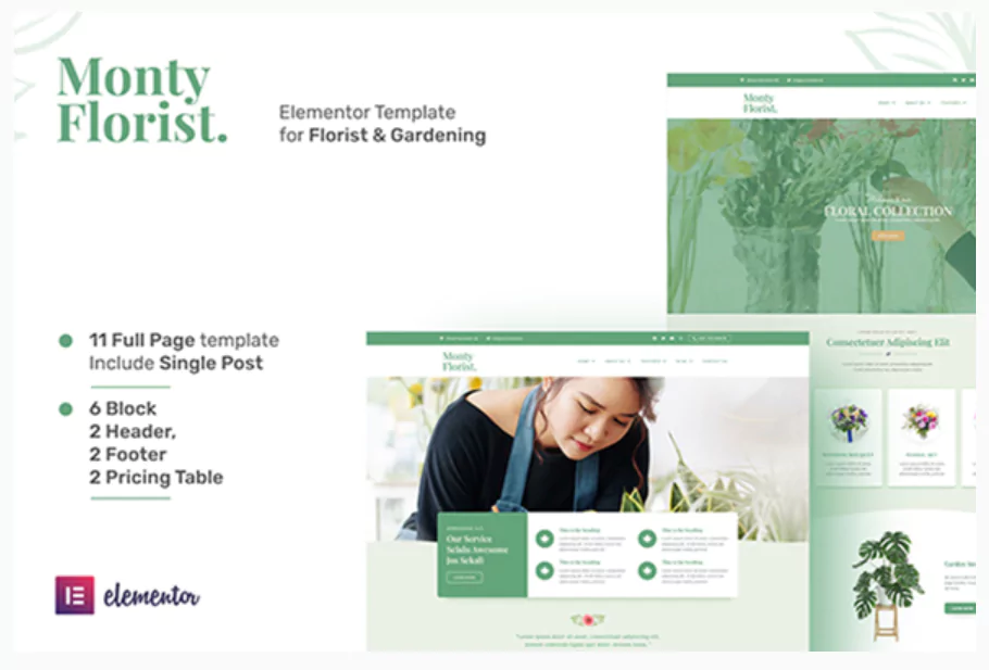 Monty Florist - Flower Boutique & Decoration Elementor Template Kit