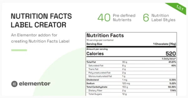 Nutrition Facts Label Creator (Elementor addon)