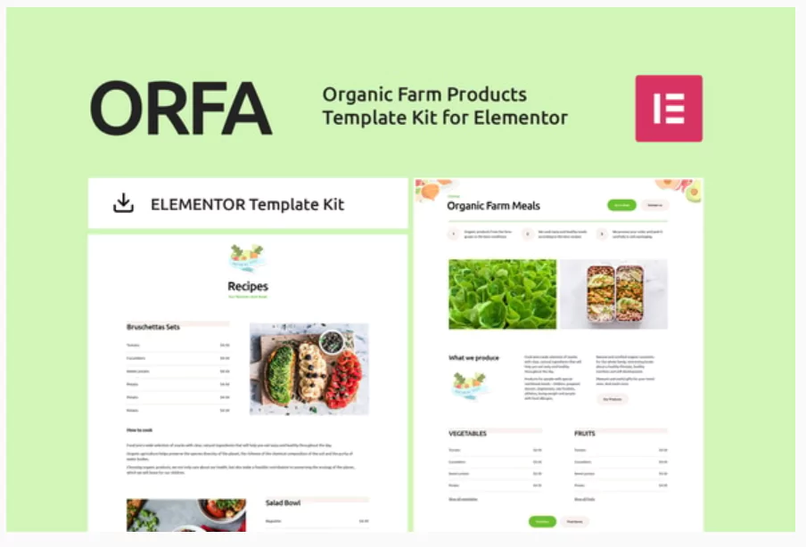 ORFA - Organic Farm Products Elementor Template Kit