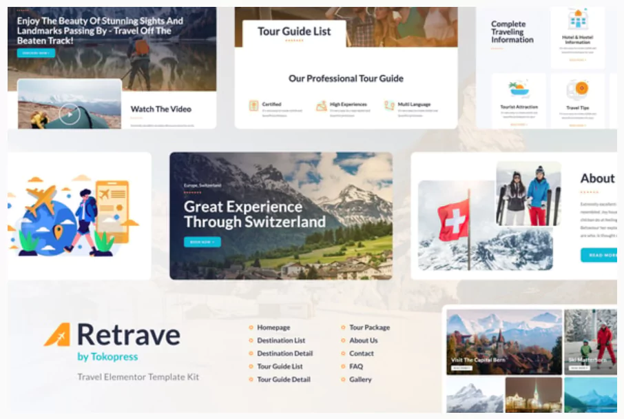 Retrave | Travel & Tour Agency Elementor Template Kit