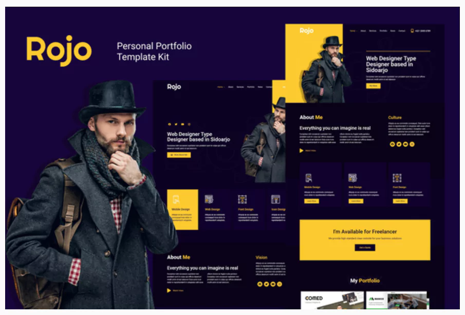 Rojo - Personal Portfolio Elementor Template Kit